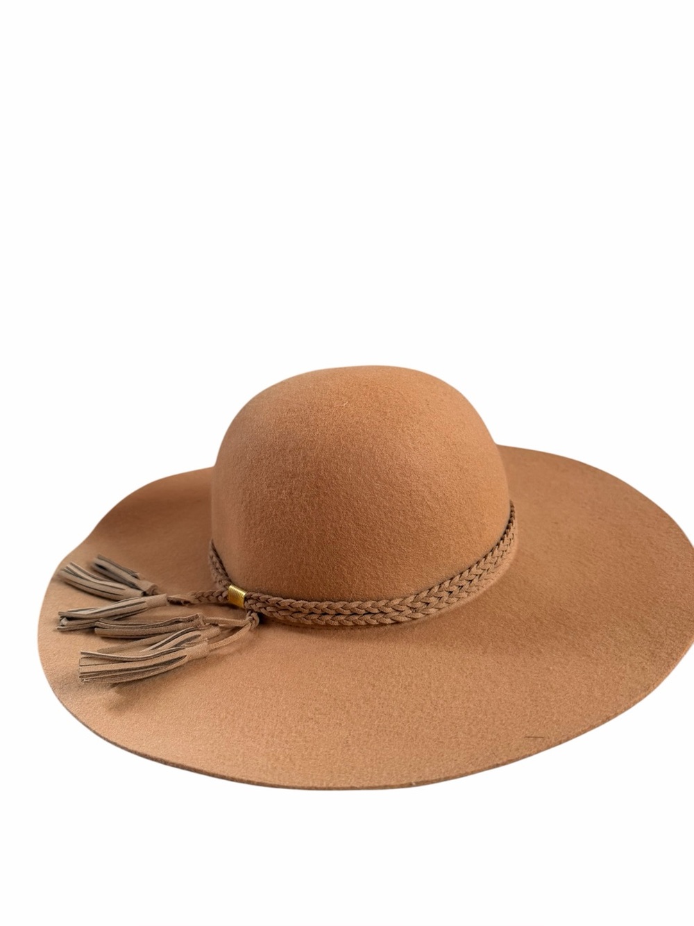 BP tan wool hat with tassel detail
